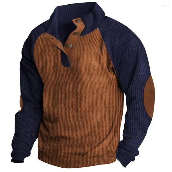 Sudaderas con capucha para hombre Sudadera de color en contraste Colores contrastantes Otoño Invierno con medio botón Cuello raglán