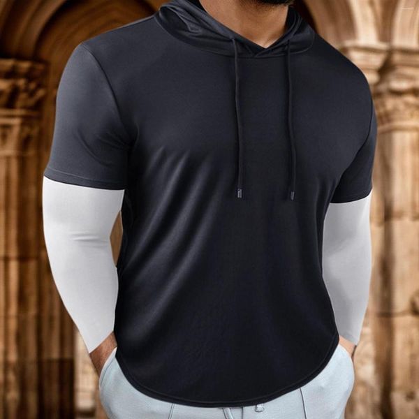 Sudaderas con capucha para hombre, jersey de ejercicio para hombre, camisetas de gran tamaño transpirables para correr, camiseta de manga larga, Sudadera con capucha de entrenamiento, ropa holgada para Fitness