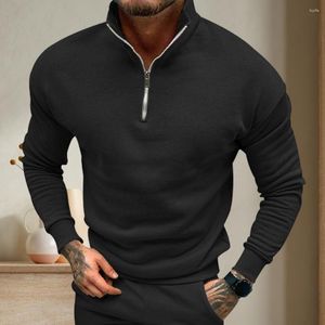 Sudaderas con capucha para hombre, suéter de invierno con estilo, cuello levantado cálido, puños elásticos suaves ajustados para un suéter cómodo