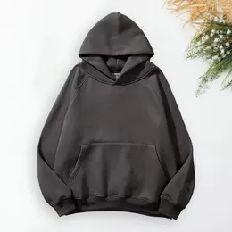 Sweats à capuche pour hommes Hommes Automne Hiver Sweat à capuche Double Couches Couleur unie Lâche Grande poche Pull doux à manches longues Manchette élastique à capuche Streetwear