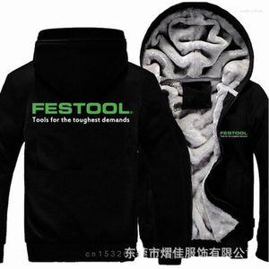 Sudaderas con capucha para hombre, para Festool Tools, chaqueta gruesa, cálida, polar, algodón, cremallera, abrigo raglán, chándales para hombre, invierno