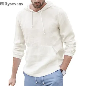 Heren Hoodies Men Hooded Sweatshirt Klassiek Katoenlinnen Linnen Lange Mouw Shirts Spring Summer Fashion Casual Solid Jeugdige vitaliteit los