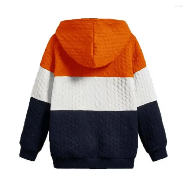 Sweats à capuche pour hommes Sweat à capuche confortable Colorblock tricoté avec cordon de serrage Poignets élastiques Chaud Lâche Élégant Haut d'hiver