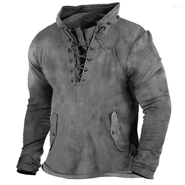 Sudaderas con capucha para hombre, con cordón, Retro, Otoño Invierno, Color sólido, camiseta de entrenamiento, sudadera, chaqueta holgada, abrigos