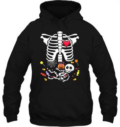 Sweats à capuche pour hommes sweat à capuche pour homme drôle blanc noir t-shirt personnalisé maternité bébé squelette avec bonbons Halloween chemise femmes Streetwear