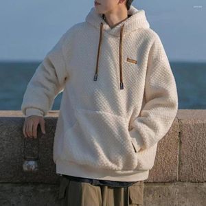 Sweats à capuche pour hommes Sweat à capuche pour hommes Lâche Vintage Style américain Polaire épaisse avec cordon de serrage Manchette élastique Chaud Unisexe pour l'automne