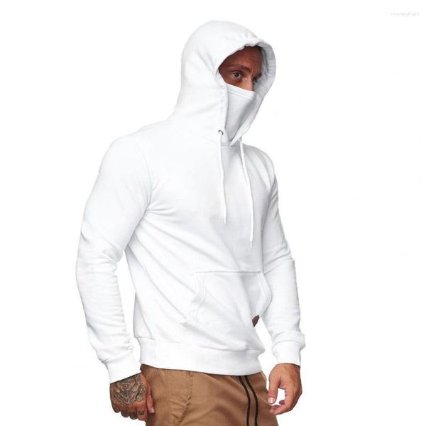 Sweats à capuche pour hommes Sweat à capuche pour hommes Couleur unie Couverture de visage Casual Cordon Automne Sweat pour le travail