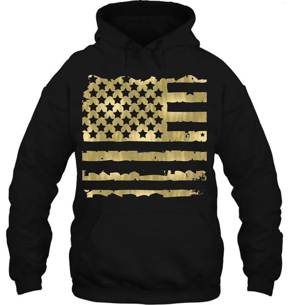 Sweats à capuche pour hommes Hommes Sweat à capuche Streetwear Gold Glam USA Drapeau pour Ring Spun Custom Print Teen Boys Femmes