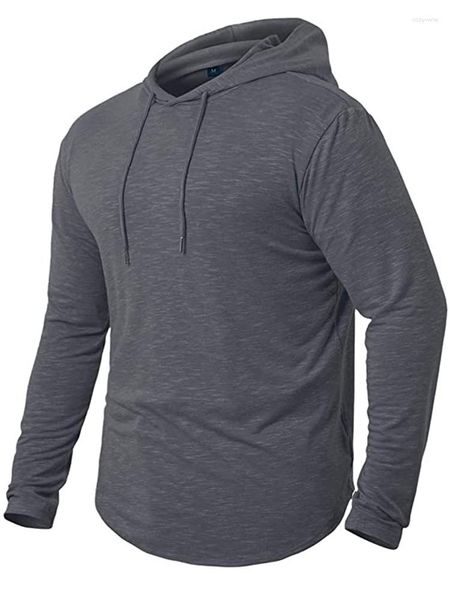 Sweats à capuche pour hommes Sweat à capuche à manches longues pour hommes Automne Élégant Sweat-shirt à cordon de serrage mi-long pour plus de chaleur et de confort