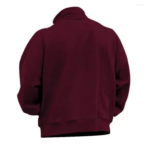 Sudaderas con capucha para hombre, sudadera de manga larga para hombre, sudadera de Color sólido, media cremallera, cuello levantado, deportes transpirables para hombre