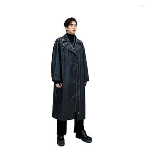 Hommes Hoodies Hommes Faire En Cuir Moto Coupe-Vent Manteau Long Sur Genou Rider ACE-0031