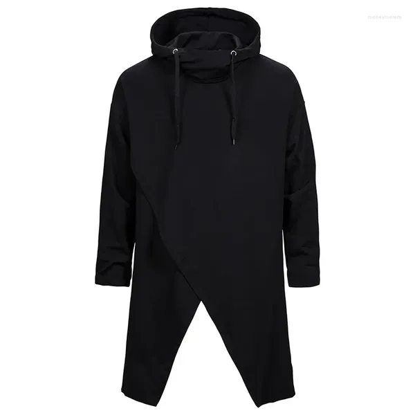 Sweat à capuche masculine Sweat à capuche personnalisé Mode Slim Fit Gothic Sweater noir Black Long irrégulier Loose Coat 2024 Sweat-shirt Vêtements