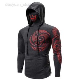 Sweats à capuche pour hommes Stretch Fitness Ninja Suit Sweat à capuche pour hommes Masque facial à manches longues Sports Cyclisme Porter des sweats à capuche masqués Vêtements HKD230704