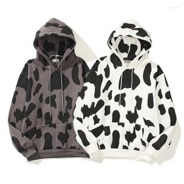 Heren Hoodies heren sweatshirts 21SS herfst cow spot printing losse paar vrije tijd pluche hoodie kawaii schattige grappige stijl uitstekend