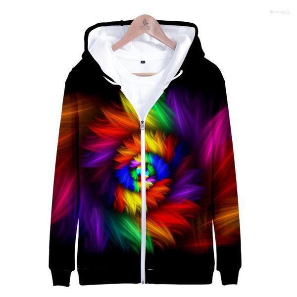 Sudaderas con capucha para hombre Sudaderas con capucha para hombre 3D Divertido Tie Dye Hombres / Mujeres Sudadera con capucha colorida Sudadera para hombre Cremallera Flashbacks Pullover Zip Up Outwear