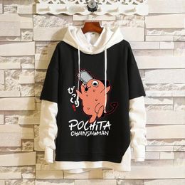 Heren Hoodies heren sweatshirts anime kettingzaag man hoodie manga grafisch printen grappige cartoon sweatshirt pochita makima unisex tops