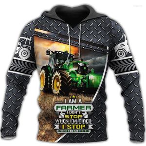 Heren Hoodies Heren Sweatshirts Fashion Mooie Tractor 3D Volledig bedrukte Unisex Zipper Hoodie Casual Street Harajuku Pullover Long