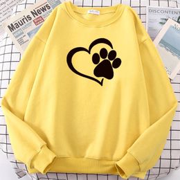 Sweat-shirt à capuche pour hommes, pull en forme de cœur et empreintes de chiens, imprimé, col rond, décontracté, grande taille