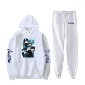 Heren Hoodies Heren sweatshirts Manga Blue Exorcist Sweatshirt Unisex tweedelige set Hoodie Jogger Pant Harajuku Streetwear Anime