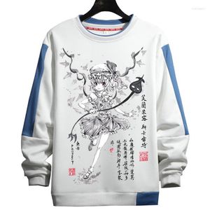 Heren Hoodies heren sweatshirts touhou project cosplay hoodie hakurei reimu kirisame marisa cartoon print witte fleece pullover