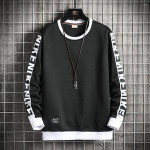 Heren Hoodies Men Side Stripe O-Neck Sweatshirt Crewneck Hip Hop High Street Lange Mouw Spring en Autumn Tops