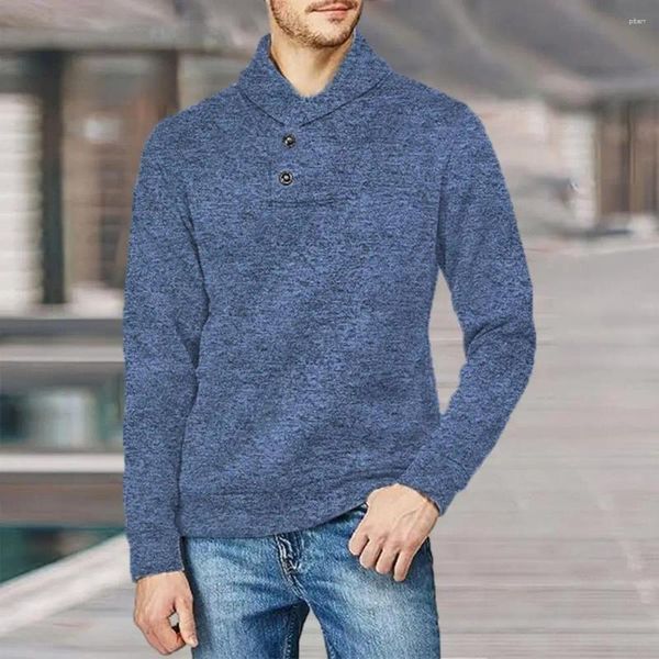 Sudaderas con capucha para hombre Sudadera de color sólido Poliéster Slim Fit Medio cuello alto Suéter Cálido Transpirable Otoño para invierno