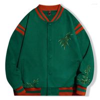 Sweats à capuche masculins hommes en daim vert feuilles de broderie veste de broderie simple manteau à poitrine de baseball de baseball
