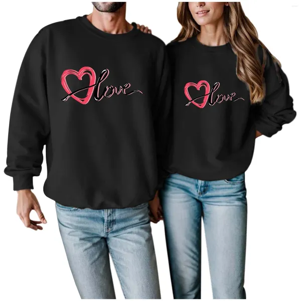 Sweat à capuche masculine Prillets Men Automne Fall Couple de sport décontracté pour la Saint-Valentin avec une jolie imprimé de dessin animé et pas de combinaison de sueur à capuchon