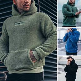 Sweats à capuche pour hommes Sweat-shirt d'hiver en peluche avec lettre imprimée chaude imitation laine d'agneau cachemire sweat-shirts décontracté vintage pour homme