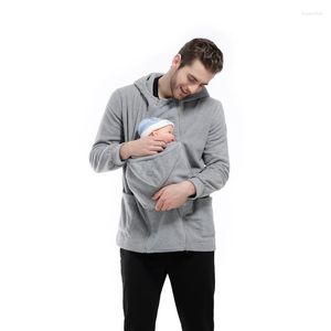 Sudaderas con capucha para hombre, para invierno y otoño, portabebés con cremallera, sudadera con capucha de canguro para maternidad, Jersey 2 en 1, portabebés multifuncional