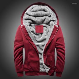 Heren Hoodies Men Winter Casual Solid Hooded Outwear Coat Plus Size Sportwear Mens Sweatshirt Dikke Warm Fleece Zipper Hoodie Kleding