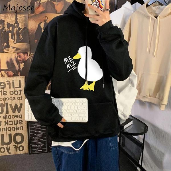 Sweats à capuche pour hommes hommes avec chapeau dessin animé imprimé Chic ample décontracté tout-match Ulzzang Simple Streetwear sweats beau épaississement