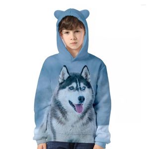 Heren Hoodies Men Vrouwen Hoodie Boy's en Woboy's Streetwear Hooded Sweatshirt Animal Dog Husky Kids For Boys Girls Harajuku Sweats