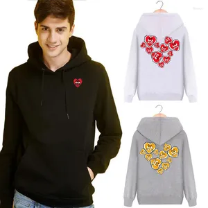 Sweats à capuche pour hommes Hommes Femmes Sweat à capuche coton dessin animé dents nues broderie dos pixel multiple amour imprimé pull poches polaire automne pull