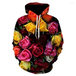Hommes sweats à capuche hommes/femmes à manches longues à capuche jardin Harajuku Sexy romantique Rose imprimer grand pull sweats 2023 taille asiatique