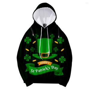 Sweats à capuche pour hommes Hommes Femmes St Patrick Day Costume 3XL 4XL Personnalité Hors Épaule Zipper 3D Sweat Irlande St.Patrick's Clothes