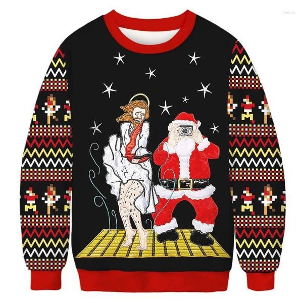 Sweats à capuche pour hommes Hommes Femmes Pull de Noël laid Funny Humping Renne Climax Tacky Jumpers Top Couple Fête de Noël Sweatshirts de Noël