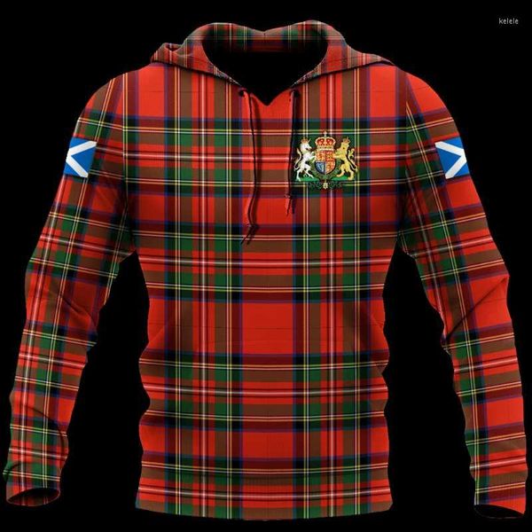 Sweats à capuche homme impression 3D ecosse Tartan Harajuku pull unisexe capuche sweats veste Hip-Hop femmes Streetwear Outwear