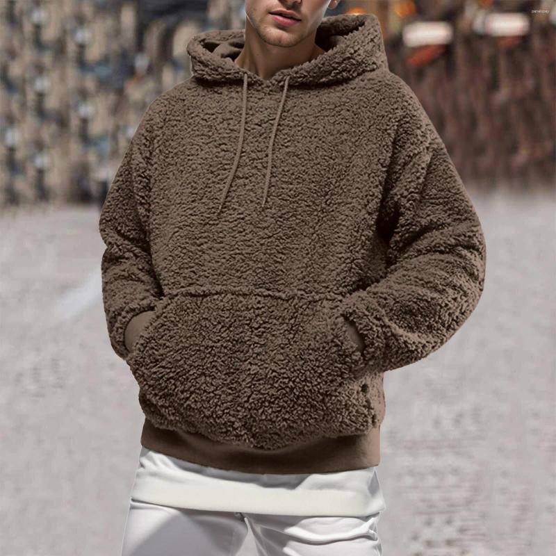 Herrtröjor Mens Autumn och Winter Plush Sweatshirts Solid Color European American Plus Fleece Classical Style Hoodie tröja
