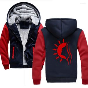 Heren Hoodies Heren Fun Sunset Ocean Beautiful Girl Girl Print Mouw Zipper Winterjack Sweatshirts lange stijl dikke jas