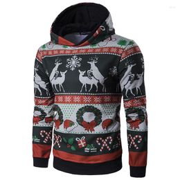 Heren Hoodies Mens Hooded Kerstshirts Gedrukte rendier Elk Snowflake Hoodie Casual Silm gemonteerde pullovers voor mannelijke 2023 Spring