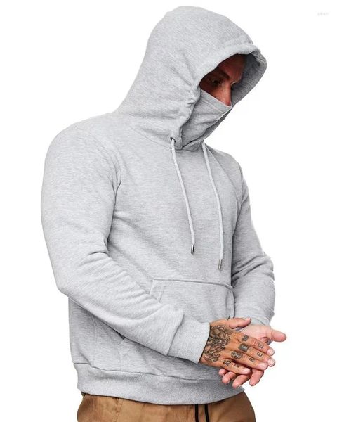 Sudaderas con capucha para hombre Sudaderas con capucha de manga larga para hombre Ropa de calle Mascarilla deportiva Chaqueta de jersey Ajuste holgado Jersey alto y grande Ropa diaria