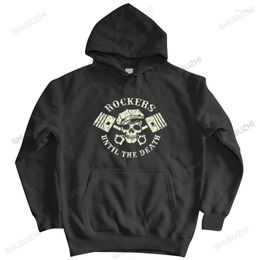 Mannen Hoodies Heren Luxe Katoen Shubuzhi Pullover ROCKERS Tot De Dood Rock'n'Roll Rockabilly 50's Vintage Motorfiets Unisex Hoody