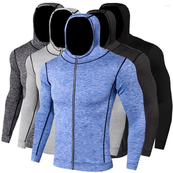 Sudaderas con capucha para hombre Chaquetas para correr para hombre Abrigo deportivo para fitness Sudadera con capucha ajustada Gimnasio Entrenamiento de fútbol Correr Jogging Ropa deportiva Cremallera reflectante