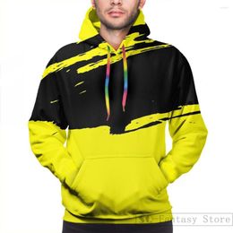 Hommes Hoodies Hommes Sweat Pour Femmes Drôle Jaune Moderne Grunge Brosse Motif Conception Imprimer Casual Sweat À Capuche Streatwear