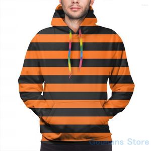 Heren Hoodies Herensweater voor dames Grappige zwarte en oranje strepen Print Casual Hoodie Streatwear