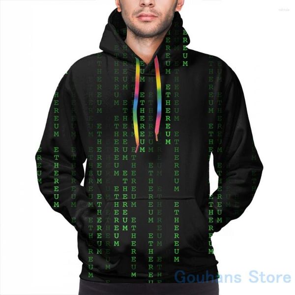 Sudaderas con capucha para hombre Sudadera para hombre para mujer Divertido Ethereum Criptomoneda Matrix Imprimir Casual Sudadera con capucha Streatwear