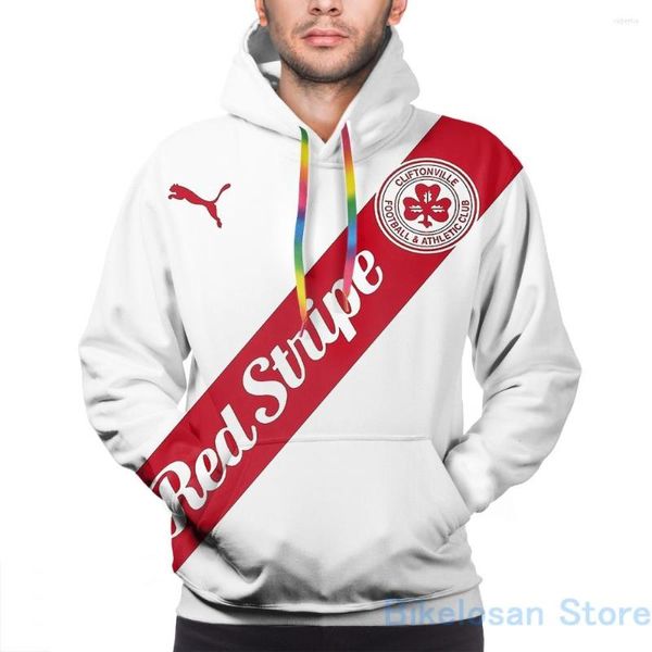 Hommes Hoodies Hommes Sweat Pour Femmes Drôle Cliftonville Red Stripe Fans Jersey Imprimer Casual Sweat À Capuche Streatwear