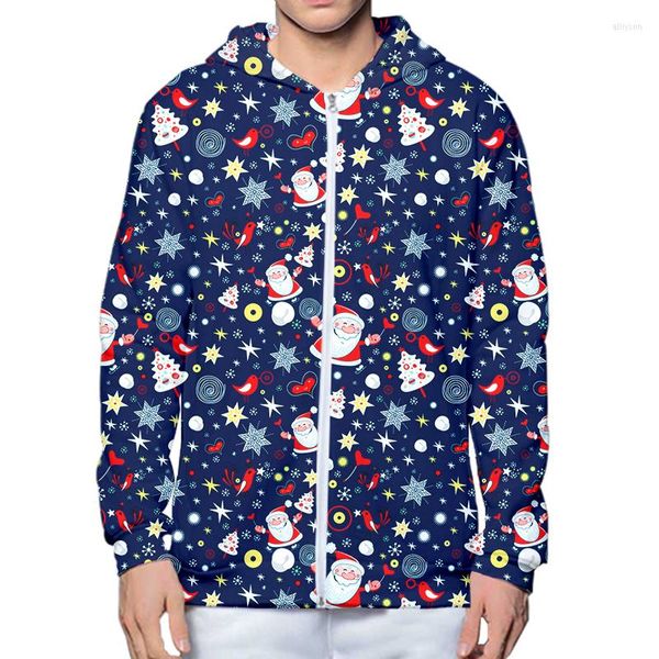 Sweat à capuche masculine Merry Anti-Christmas Blue 3D Sweat à capuche imprimé Sweatshirt Unisexe Streetwear Zip Pullover Casual Jacket Tracksuit Custom 4xl