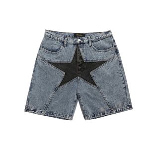 Designer Street Harajuku denim shorts nieuwe dames gesplitste oversized hiphop pentagram blauwe denim shorts zomer casual losse shorts